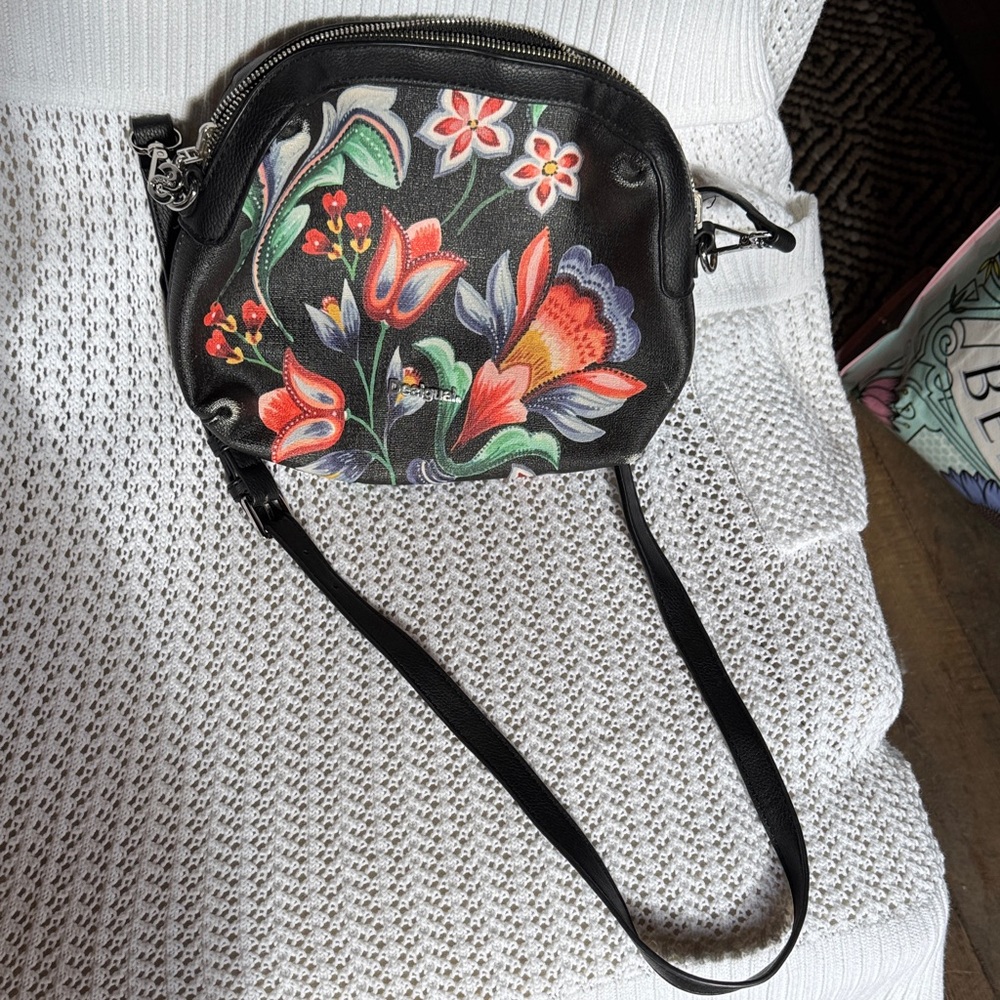 Desigual Black Floral Crossbody Bag